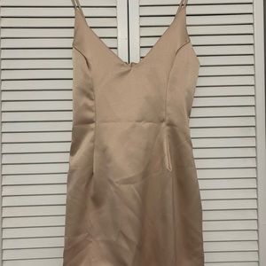 NWT Satin Beige Party Mini Dress Size M